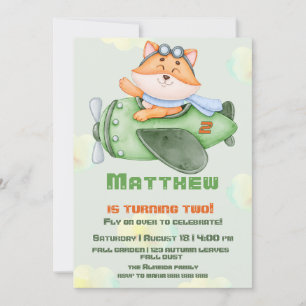 Invitación de cumpleaños de zorro volador adorable