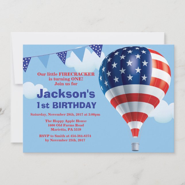 Invitación de cumpleaños del 4 de julio (Anverso)