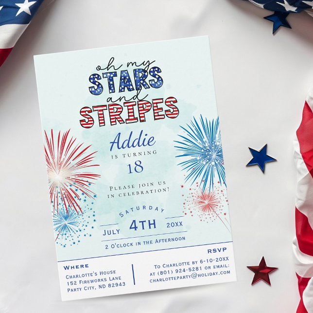 Invitación de cumpleaños del 4 de julio Estrellas  (Subido por el creador)