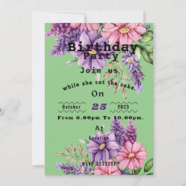 Invitación de cumpleaños del amante de las flores