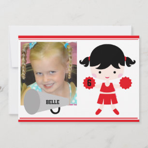 Invitación de cumpleaños del animador rojo de foto