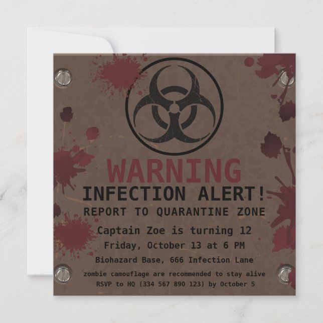 Invitación de cumpleaños del apocalipsis zombi | B (Anverso)