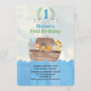 Invitación de cumpleaños del Arca de Noé para cual
