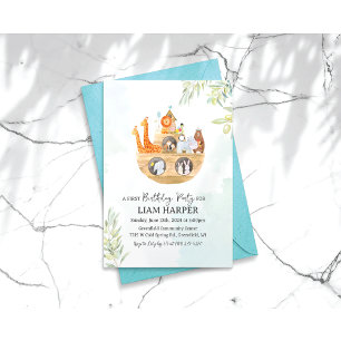 Invitación de cumpleaños del Arca de Noé para cual