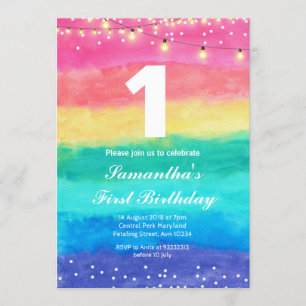 Invitación de cumpleaños del arco iris radical