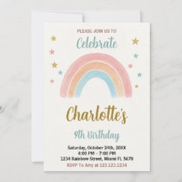 Invitación de cumpleaños del arco iris radical