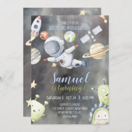 Invitación de cumpleaños del astronauta espacial