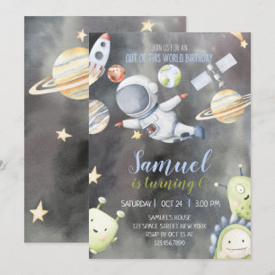 Invitación de cumpleaños del astronauta espacial