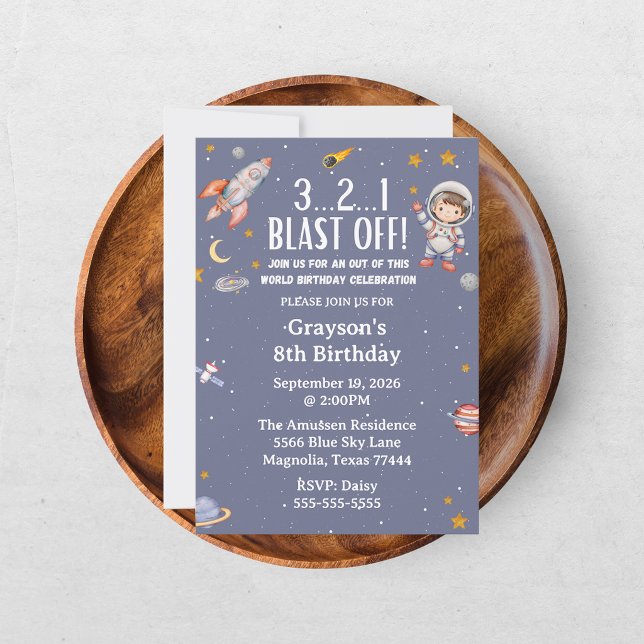 Invitación de Cumpleaños del Astronauta Niño del E (Subido por el creador)