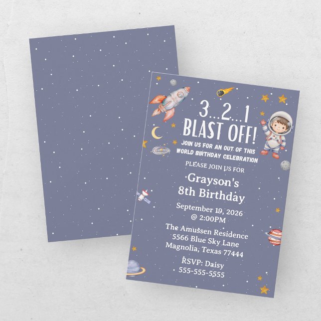 Invitación de Cumpleaños del Astronauta Niño del E (Subido por el creador)