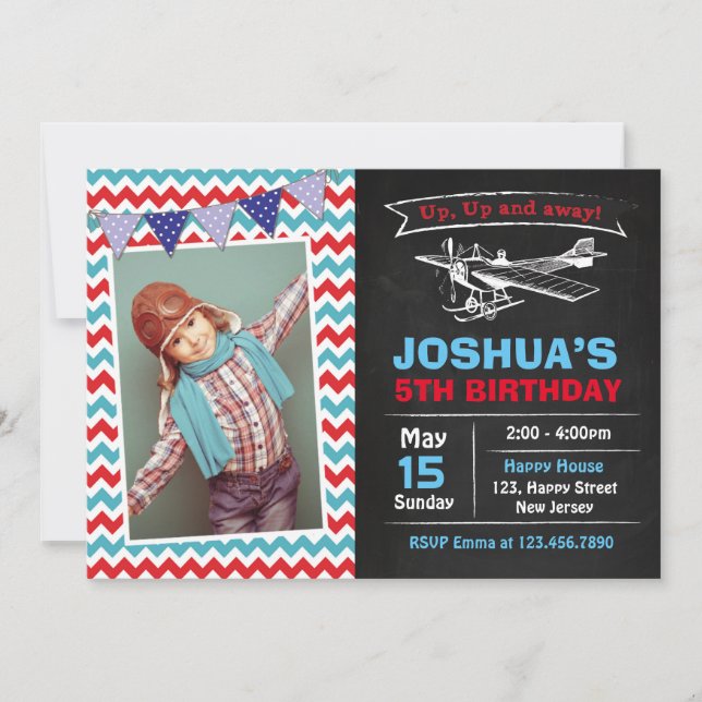 Invitación de cumpleaños del avión (Anverso)