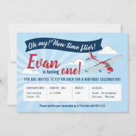 Invitación de cumpleaños del avión de vuelo tempor