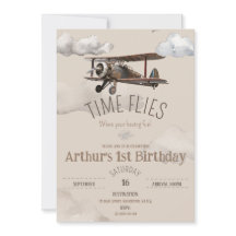 Invitación de cumpleaños del avión de vuelo tempor