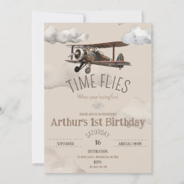 Invitación de cumpleaños del avión de vuelo tempor