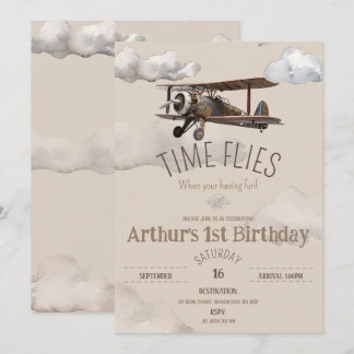 Invitación de cumpleaños del avión de vuelo tempor