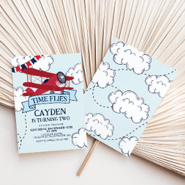 Invitación de cumpleaños del avión de vuelo tempor