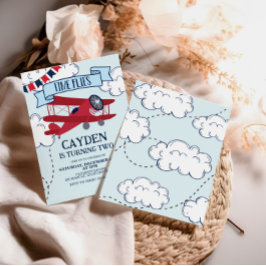 Invitación de cumpleaños del avión de vuelo tempor