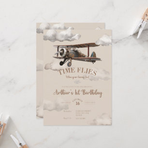 Invitación de cumpleaños del avión de vuelo tempor