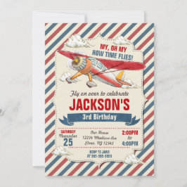 Invitación de cumpleaños del avión/Fiesta de mosca