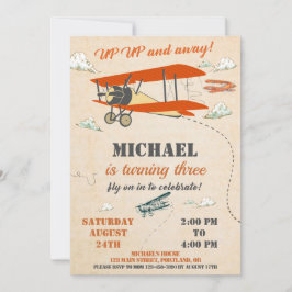 Invitación de cumpleaños del avión Invitación de a