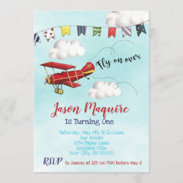 Invitación de cumpleaños del avión para el primer 