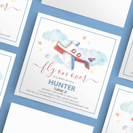 Invitación de cumpleaños del avión Sweet Watercolo