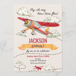 Invitación de cumpleaños del avión Vuelos de época