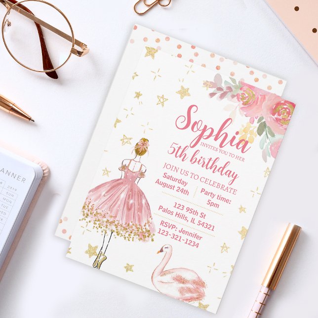 Invitación de cumpleaños del bailarín de cisne de  (Subido por el creador)