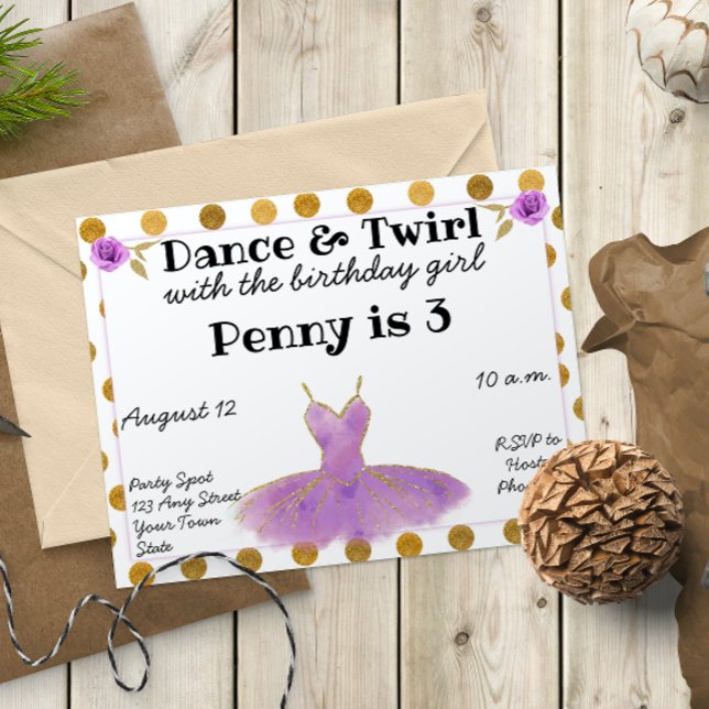 Invitación de cumpleaños del ballet (Subido por el creador)