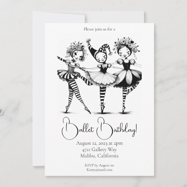 Invitación de cumpleaños del ballet (Anverso)