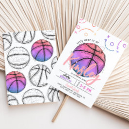 Invitación de cumpleaños del baloncesto rosa