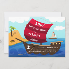 Invitación de cumpleaños del Barco Pirata Ahoy Mat