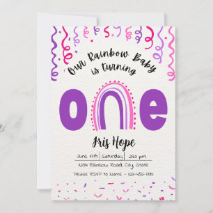 Invitación de cumpleaños del bebé arcoiris