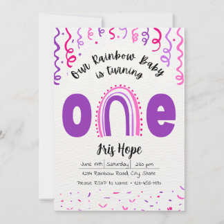 Invitación de cumpleaños del bebé arcoiris