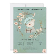 Invitación de cumpleaños del bebé botánico rústico