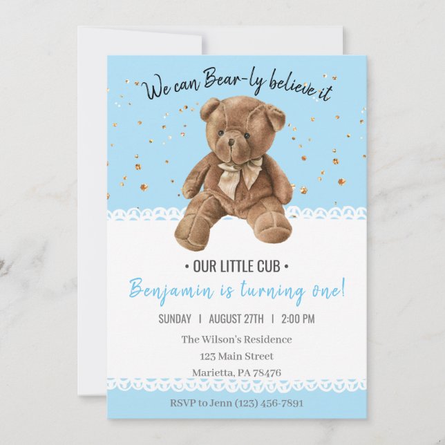 Invitación de cumpleaños del bebé lindo (Anverso)