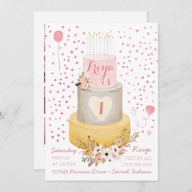 Invitación de cumpleaños del Boho al primer año de (Anverso / Reverso)