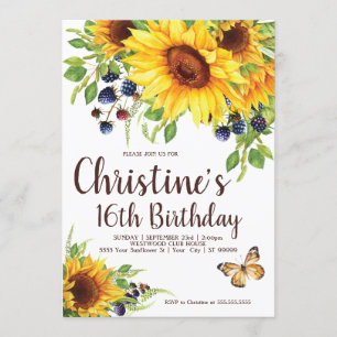 Invitación de cumpleaños del Boho del girasol