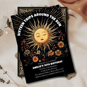Invitación de cumpleaños del Boho Mystical Sun 16