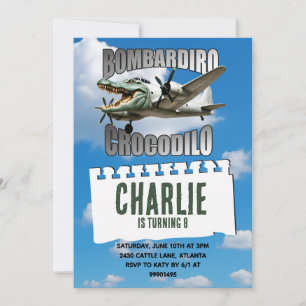 invitación de cumpleaños del bombardero Crocodilo