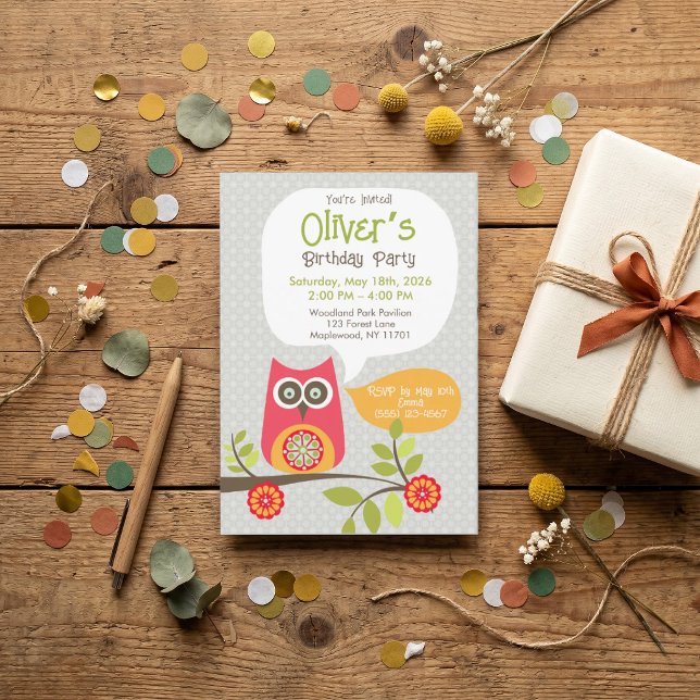 Invitación de Cumpleaños del Bosque con Búho Adora (Subido por el creador)