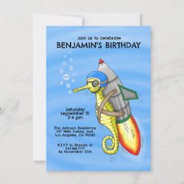 Invitación de cumpleaños del caballito de mar cohe