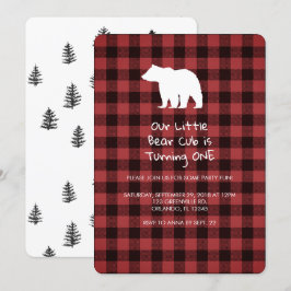 Invitación de cumpleaños del cachorro de oso que c