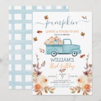 Invitación de cumpleaños del camión azul de pegado