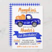 Invitación de cumpleaños del camión de calabaza -