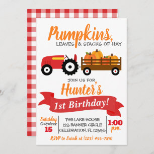 Invitación de cumpleaños del camión de calabaza -