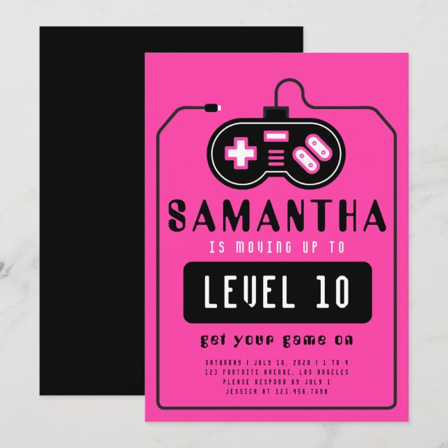 Invitación de cumpleaños del Camión de videojuegos (Anverso / Reverso)