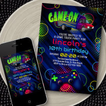 Invitación de cumpleaños del Camión de videojuegos