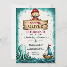 Invitación de cumpleaños del capitán pirata