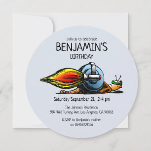 Invitación de cumpleaños del caracol cohete